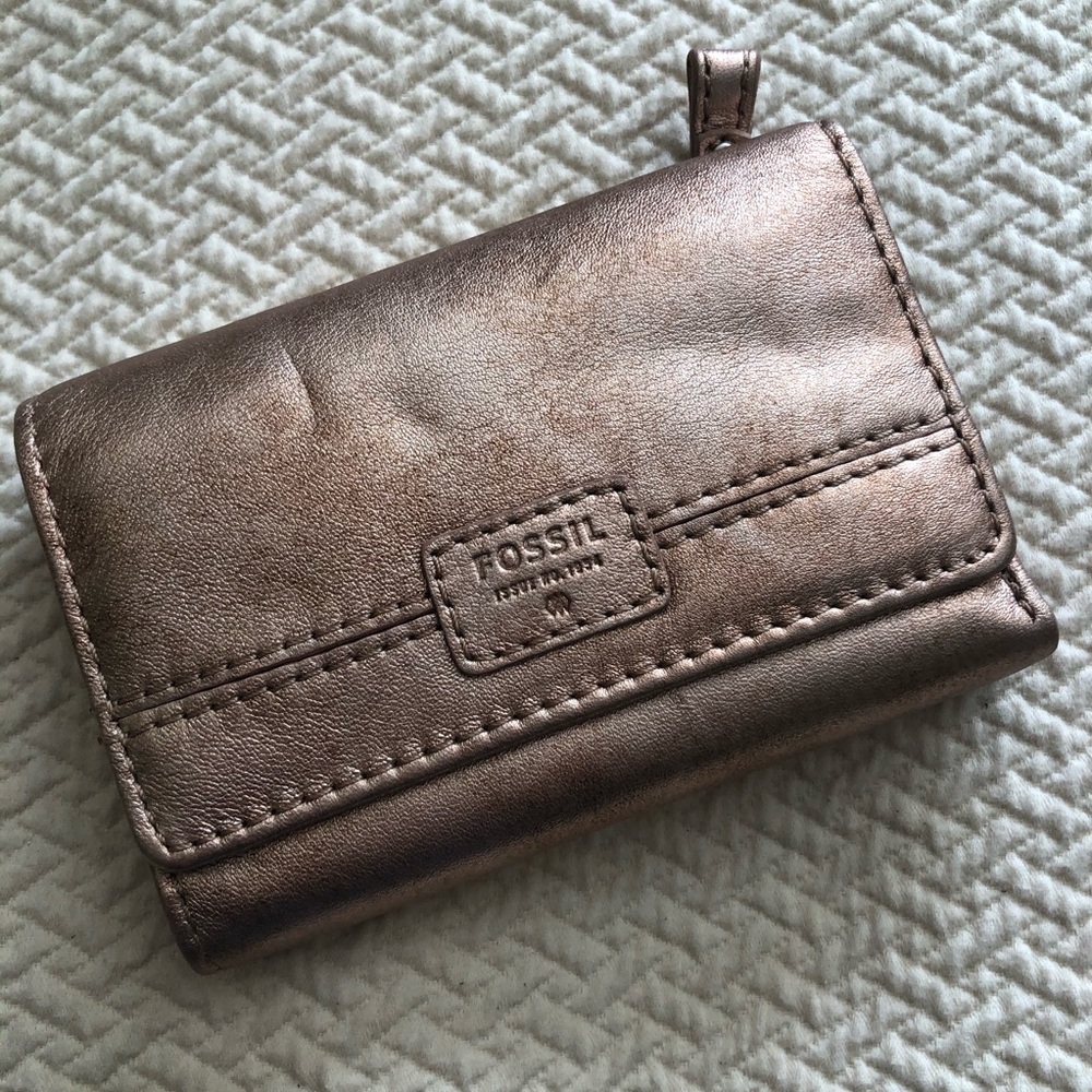 Fossil Trifold Wallet Rose Gold